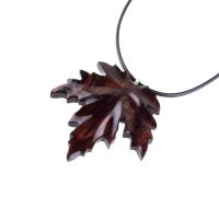 Hand Carved Wooden Leaf Pendant, Maple Leaf Necklace, Woodland Jewelry for Men or Women, Wood Jewelry Gift for Him Her