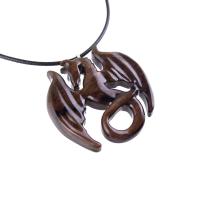 Wooden Dragon Pendant, Hand Carved Dragon Necklace, One of a Kind Fantasy Wood Necklace for Men or Women, Gift for Her Him