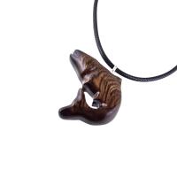 Salmon Necklace, Hand Carved Wooden Fish Pendant, Trout Necklace, Mens Wood Pendant, Fishermen Jewelry, Gift for Him