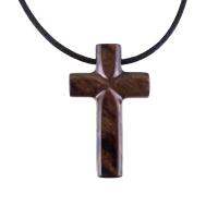 Wood Cross Necklace, Hand Carved Wooden Cross Pendant, Christian Jewelry for Men, One of a Kind Gift for Him
