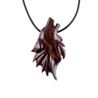 Carved Wolf Pendant, Wooden Wolf Necklace, Spirit Animal Totem, Handmade Wood Jewelry for Men or Women, One of a Kind Gift