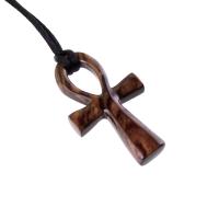 Wooden Ankh Pendant, Hand Carved Egyptian Ankh Cross Necklace for Men or Women, African Wood Jewelry Gift for Him Her