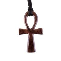 Wooden Ankh Pendant, Hand Carved Egyptian Ankh Cross Necklace for Men or Women, African Wood Jewelry Gift for Him Her