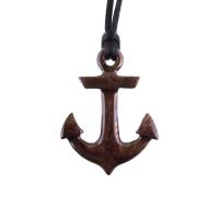 Hand Carved Anchor Necklace, Wooden Anchor Pendant, Mens Wood Necklace, Handmade Nautical Jewelry, Gift for Him