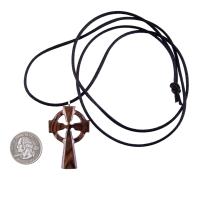 Wooden Celtic Cross Pendant, Hand Carved Celtic Cross Necklace, Wood Cross Necklace Gift for Him, Irish Christian Jewelry