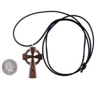 Celtic Cross Pendant, Hand Carved Wood Cross Necklace, Irish Mens Wooden Christian Jewelry, One of a Kind Gift for Him