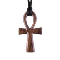 Wood Ankh Pendant, Hand Carved Egyptian Wooden Ankh Cross Necklace for Men or Women, African Jewelry Gift