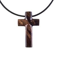 Wood Cross Necklace, Hand Carved Wooden Cross Pendant, Christian Jewelry for Men, One of a Kind Gift for Him
