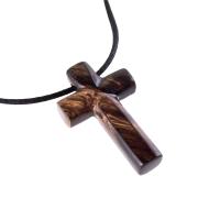 Wood Cross Necklace, Hand Carved Wooden Cross Pendant, Christian Jewelry for Men, One of a Kind Gift for Him
