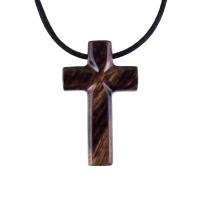 Wood Cross Necklace, Hand Carved Wooden Cross Pendant, Christian Jewelry for Men, One of a Kind Gift for Him