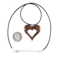 Wood Heart Necklace, Wooden Heart Pendant, Hand Carved 5th Anniversary Gift for Her, One of a Kind Handmade Jewelry