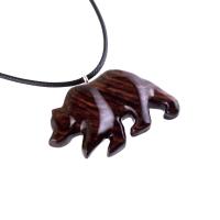 Wood Bear Necklace, Hand Carved Wooden Grizzly Bear Pendant for Men or Women, Spirit Animal Totem Jewelry Gift for Him Her