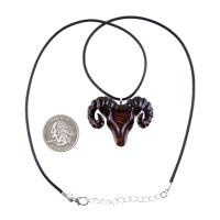 Ram Head Pendant Necklace, Hand Carved Wooden Sheep Jewelry, One-of-a-Kind Handmade Aries Gift