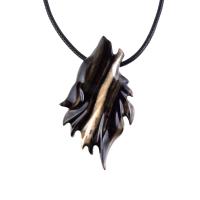 Wolf Necklace, Hand Carved Wooden Wolf Pendant for Men or Women, Spirit Animal Totem Woodland Jewelry