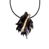 Wolf Necklace, Hand Carved Wooden Wolf Pendant for Men or Women, Spirit Animal Totem Woodland Jewelry