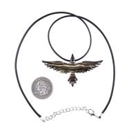 Flying Raven Necklace, Hand Carved Wooden Raven Pendant, Crow Necklace for Men or Women, Wood Bird Pendant, Totem Jewelry