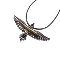 Flying Raven Necklace, Hand Carved Wooden Raven Pendant, Crow Necklace for Men or Women, Wood Bird Pendant, Totem Jewelry