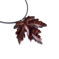 Hand Carved Wooden Leaf Pendant, Maple Leaf Necklace, Woodland Jewelry for Men or Women, Wood Jewelry Gift for Him Her