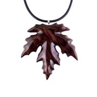 Hand Carved Wooden Leaf Pendant, Maple Leaf Necklace, Woodland Jewelry for Men or Women, Wood Jewelry Gift for Him Her