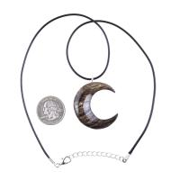Hand Carved Moon Necklace, Wooden Crescent Moon Pendant, Wood Celestial Necklace, Pagan Lunar Jewelry for Men or Women