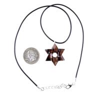 Wooden Star of David Pendant, Hand Carved Jewish Star Necklace, Men Women Wood Jewelry