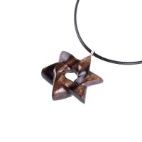 Wooden Star of David Pendant, Hand Carved Jewish Star Necklace, Men Women Wood Jewelry