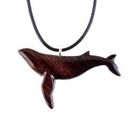Humpback Whale Necklace, Hand Carved Wooden Sea Animal Pendant, Nautical Wood Jewelry, Whale-watcher Gift for Men Women