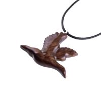 Hand Carved Duck Pendant, Wooden Mallard Necklace, Wood Bird Jewelry