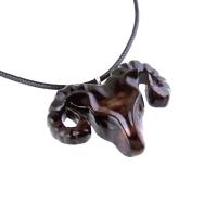 Ram Head Pendant Necklace, Hand Carved Wooden Sheep Jewelry, One-of-a-Kind Handmade Aries Gift