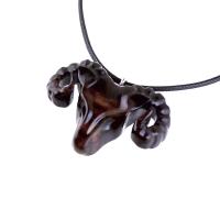 Ram Head Pendant Necklace, Hand Carved Wooden Sheep Jewelry, One-of-a-Kind Handmade Aries Gift