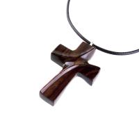 Wood Cross Necklace, Hand Carved Wooden Cross Pendant, Christian Jewelry for Men or Women, One of a Kind Gift for Her Him