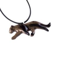 Panther Necklace, Hand Carved Wooden Panther Pendant, Jaguar Necklace, Totem Spirit Animal Wood Jewelry