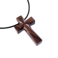 Hand Carved Wooden Cross Pendant, Handmade Wood Cross Necklace, Mens Christian Jewelry