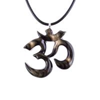 Hand Carved Om Pendant for Men or Women, Wooden Ohm Necklace, Yoga Gift Aum Wood Jewelry