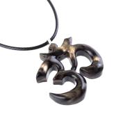 Hand Carved Om Pendant for Men or Women, Wooden Ohm Necklace, Yoga Gift Aum Wood Jewelry