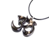 Hand Carved Om Pendant for Men or Women, Wooden Ohm Necklace, Yoga Gift Aum Wood Jewelry