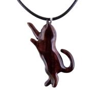 Hand Carved Cat Pendant, Wooden Kitten Necklace, Wood Animal Jewelry, Cat Lover Gift