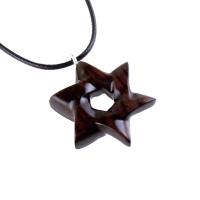 Star of David Pendant, Hand Carved Wooden Jewish Star Necklace for Men or Women, Wood Jewish Jewelry