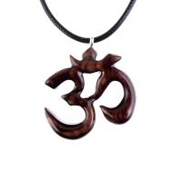Hand Carved Ohm Necklace, Wooden Om Pendant, Namaste Yoga Wood Jewelry Gift