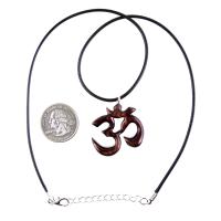 Hand Carved Ohm Necklace, Wooden Om Pendant, Namaste Yoga Wood Jewelry Gift