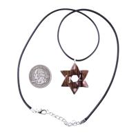 Wooden Star of David Pendant, Hand Carved Jewish Star Necklace, Men Women Wood Jewelry