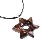 Wooden Star of David Pendant, Hand Carved Jewish Star Necklace, Men Women Wood Jewelry