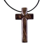 Large Wooden Cross Pendant, Hand Carved Mens Wood Cross Necklace, Christian Jewelry, One of a Kind Gift for Him