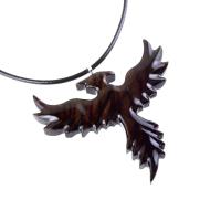 Hand Carved Phoenix Necklace, Wooden Rising Phoenix Pendant for Men or Women, Wood Firebird Necklace, Fantasy Inspirational Jewelry