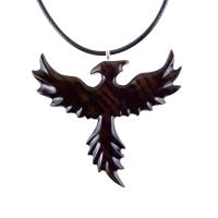 Hand Carved Phoenix Necklace, Wooden Rising Phoenix Pendant for Men or Women, Wood Firebird Necklace, Fantasy Inspirational Jewelry