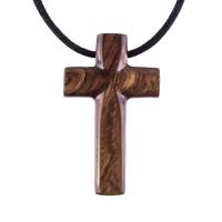Wood Cross Necklace, Hand Carved Wooden Cross Pendant, Christian Jewelry for Men, One of a Kind Gift for Him