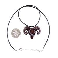 Ram Head Pendant Necklace, Hand Carved Wooden Sheep Jewelry, One-of-a-Kind Handmade Aries Gift