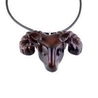 Ram Head Pendant Necklace, Hand Carved Wooden Sheep Jewelry, One-of-a-Kind Handmade Aries Gift