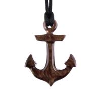 Hand Carved Anchor Necklace, Wooden Anchor Pendant, Mens Wood Necklace, Handmade Nautical Jewelry, Gift for Him