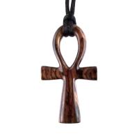 Wooden Ankh Pendant, Hand Carved Egyptian Ankh Cross Necklace for Men or Women, African Wood Jewelry Gift for Him Her